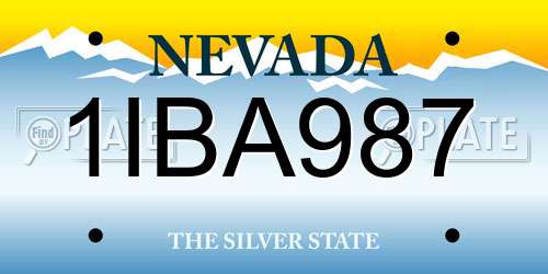 1IBA987 Nevada License Plate