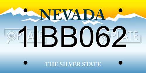 1IBB062 Nevada License Plate
