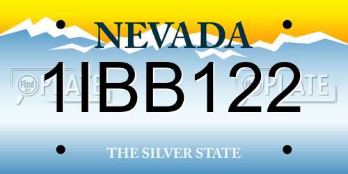1IBB122 Nevada License Plate