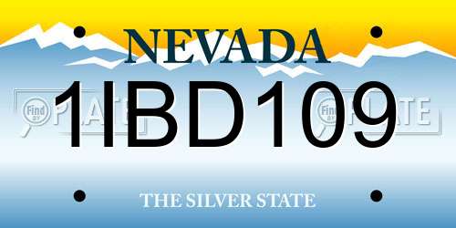 1IBD109 Nevada License Plate