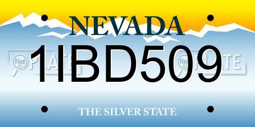 1IBD509 Nevada License Plate