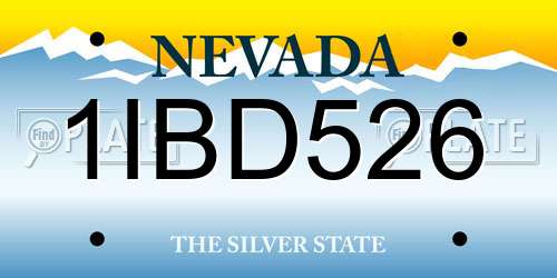 1IBD526 Nevada License Plate