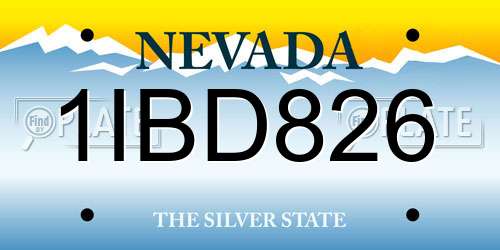 1IBD826 Nevada License Plate