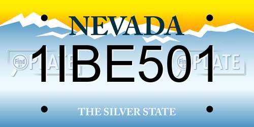1IBE501 Nevada License Plate