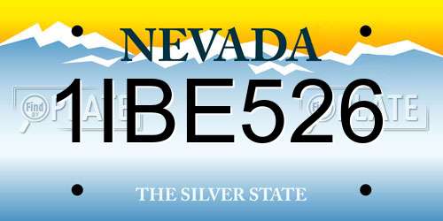 1IBE526 Nevada License Plate