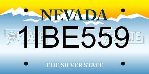 1IBE559 Nevada License Plate