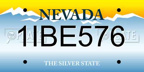 1IBE576 Nevada License Plate