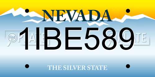 1IBE589 Nevada License Plate
