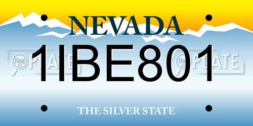 1IBE801 Nevada License Plate