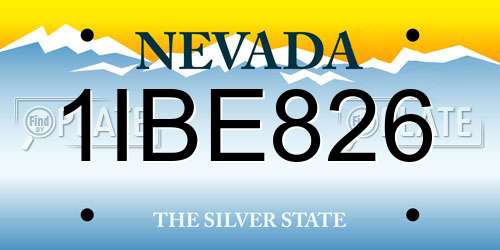1IBE826 Nevada License Plate