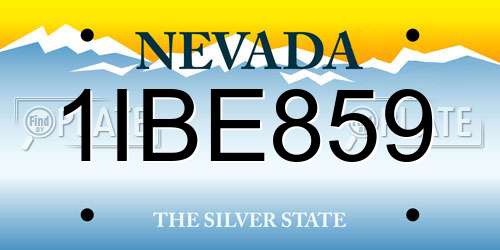1IBE859 Nevada License Plate