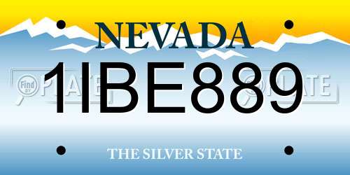 1IBE889 Nevada License Plate