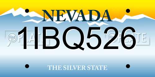 1IBQ526 Nevada License Plate