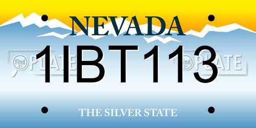 1IBT113 Nevada License Plate