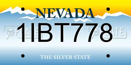 1IBT778 Nevada License Plate