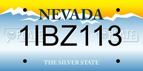 1IBZ113 Nevada License Plate