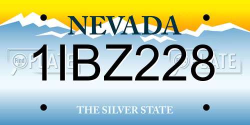 1IBZ228 Nevada License Plate