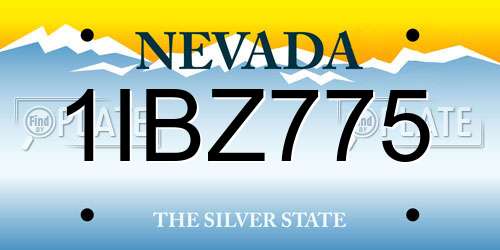 1IBZ775 Nevada License Plate