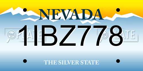 1IBZ778 Nevada License Plate