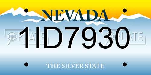 1ID7930 Nevada License Plate