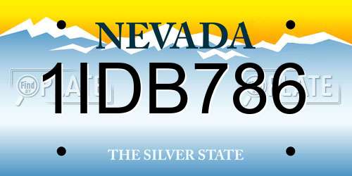 1IDB786 Nevada License Plate