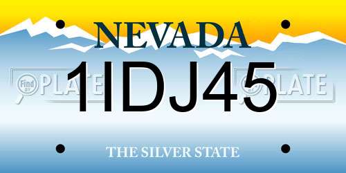 1IDJ45 Nevada License Plate