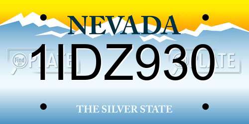 1IDZ930 Nevada License Plate
