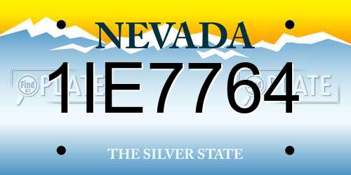 1IE7764 Nevada License Plate