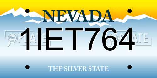 1IET764 Nevada License Plate