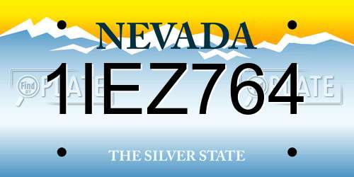 1IEZ764 Nevada License Plate