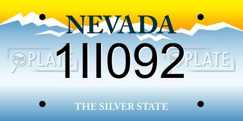 1II092 Nevada License Plate