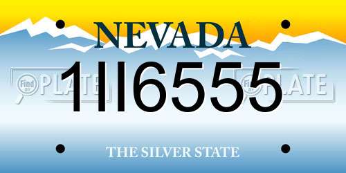 1II6555 Nevada License Plate