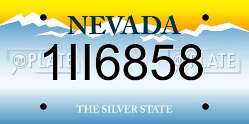 1II6858 Nevada License Plate