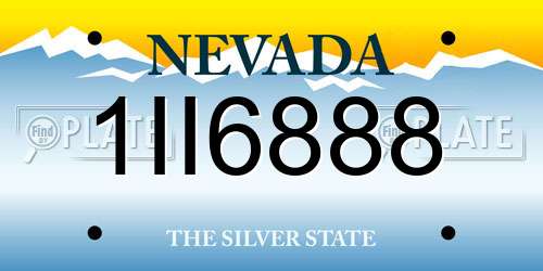1II6888 Nevada License Plate