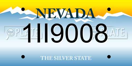1II9008 Nevada License Plate