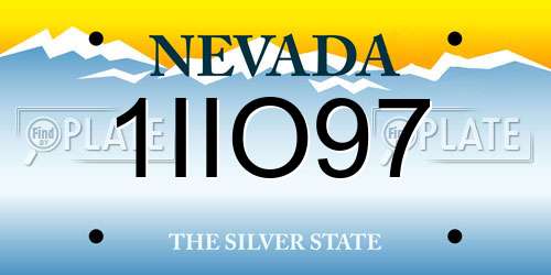 1IIO97 Nevada License Plate
