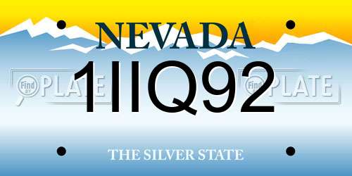 1IIQ92 Nevada License Plate