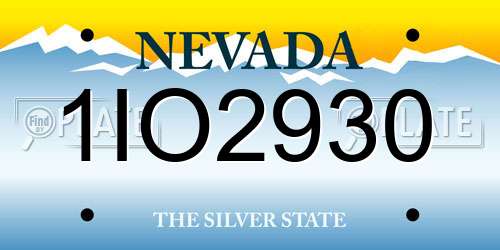 1IO2930 Nevada License Plate