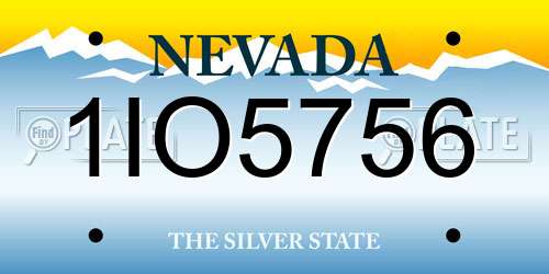 1IO5756 Nevada License Plate