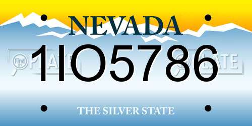 1IO5786 Nevada License Plate