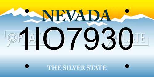 1IO7930 Nevada License Plate