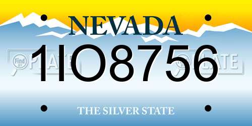 1IO8756 Nevada License Plate