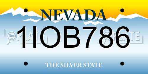 1IOB786 Nevada License Plate