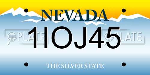 1IOJ45 Nevada License Plate
