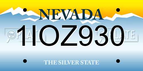 1IOZ930 Nevada License Plate