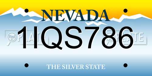 1IQS786 Nevada License Plate