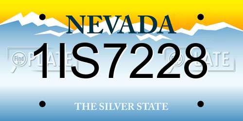 1IS7228 Nevada License Plate
