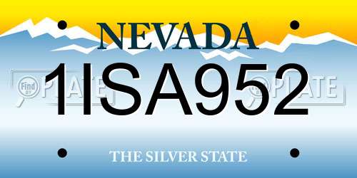 1ISA952 Nevada License Plate