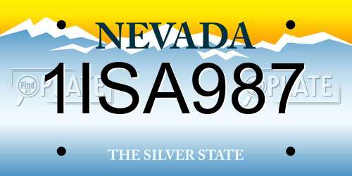 1ISA987 Nevada License Plate