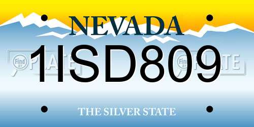 1ISD809 Nevada License Plate